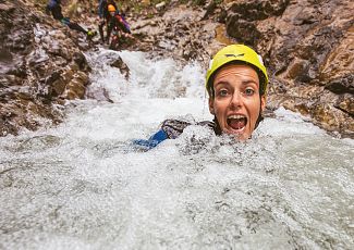 Wildwasserschwimmen im wilden Lech.